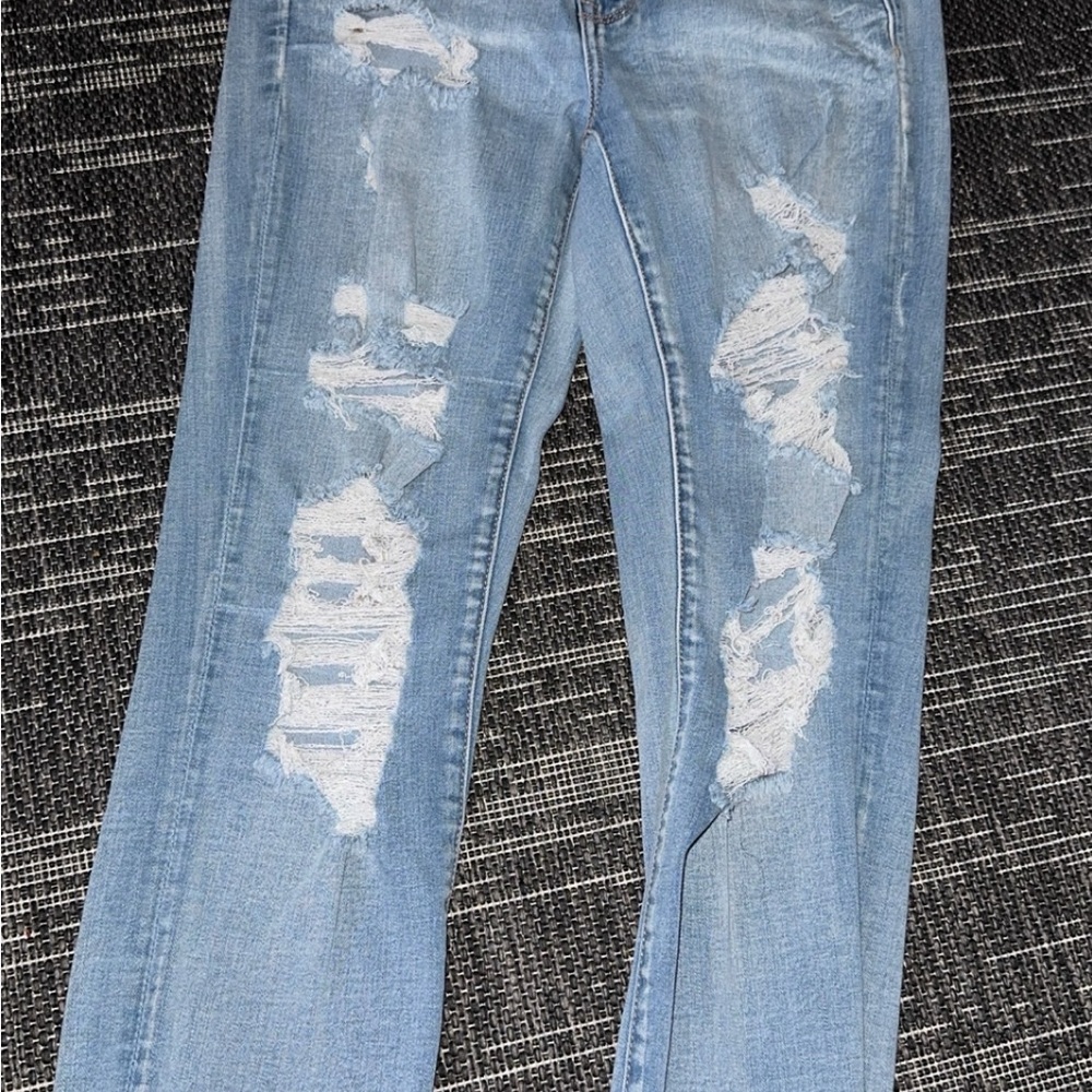 American Eagle Outfitters Blue Skinny Distressed Jeans